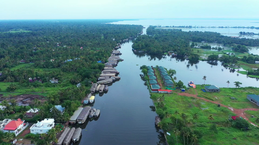 Aerial shot of Alappuzha city, Kerala