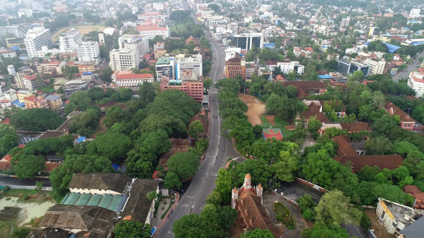 Aerial shot of Thiruvananthapuram city, Kerala