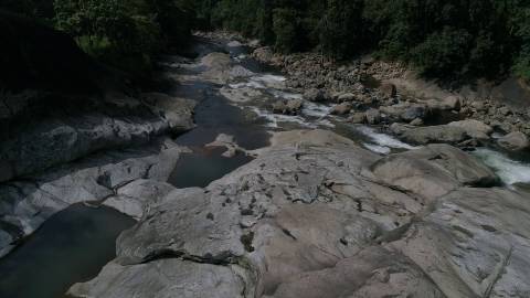 Aerial shot of Adyanpara waterfalls, Kerala