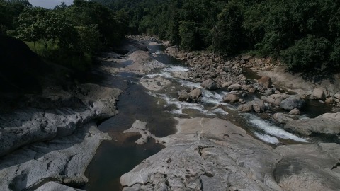 Aerial shot of Adyanpara waterfalls, Malappuram