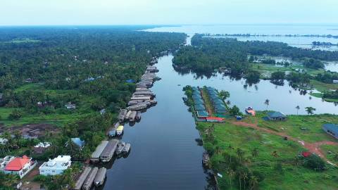 Aerial shot of Alappuzha city, Kerala