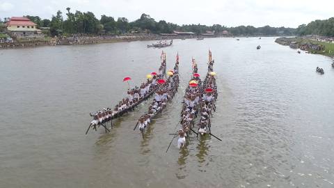 Aerial shot of Aranmula Vallamkali, Pathanamthitta, Kerala