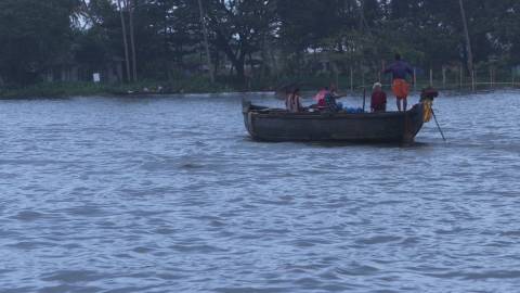 People sailing on a country boat, Alappuzha