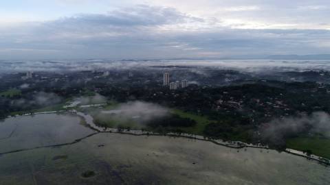 Aerial shot of landscape in Kerala