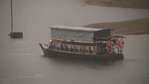 Boat ride at Periyar Lake, Thekkady, during rain