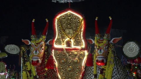 Bull effigies at Ochira Kalakettu Festival
