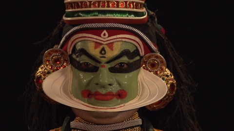Close-up shot of Kathakali expressions