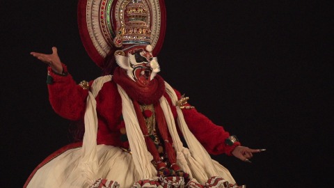 Dramatic slow motion shot of Kathakali