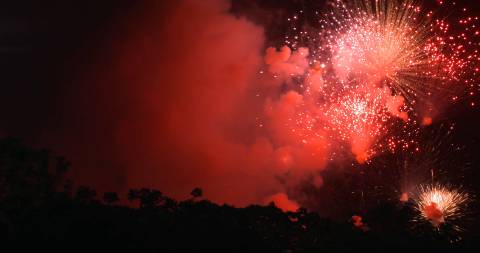 Fireworks display at a temple festival, Kerala