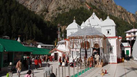Pilgrims at Gangotri temple, Uttarakhand, India