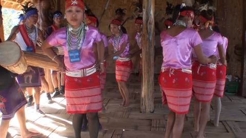 Traditional folk dance performed at the Hornbill Festival, Nagaland