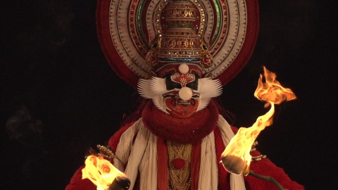Kathakali performance with fire torches