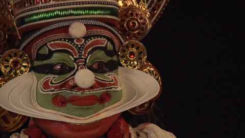 Slow-motion shot of Kathakali expressions