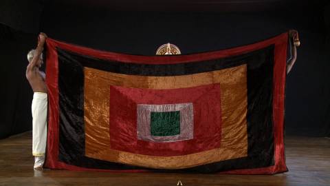 Thiraseela held during a Kathakali performance, Kerala