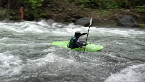 Kayaking through a river, Kerala