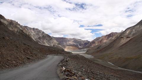 Bikers riding through the Leh-Kyelang highway, India