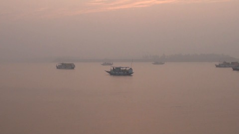 Morning shot of tourist boats at Sundarbans