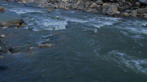 River flowing through rocky terrain, Uttarakhand