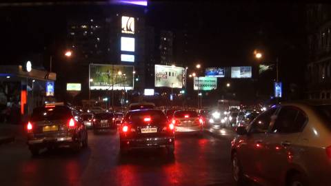 Mumbai night traffic on busy roads