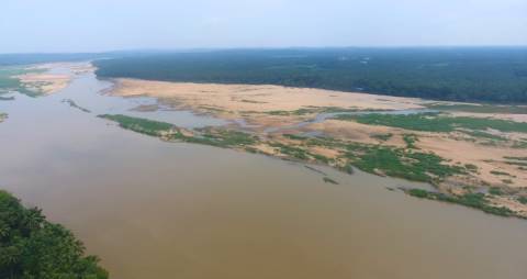 Aerial shot of a river in Kerala