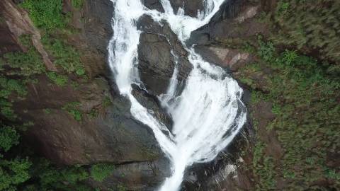 Aerial shot of Palaruvi Waterfalls, Kerala