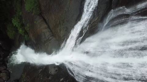 Aerial shot of Palaruvi Waterfalls, Kollam