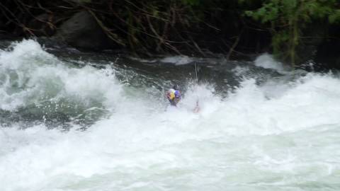 River kayaking in turbulent waters