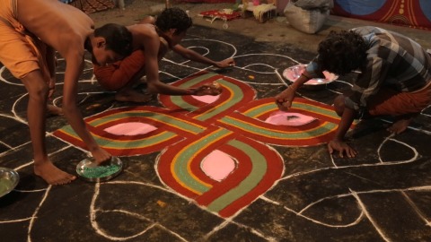 Sarpakalam or Rangoli for Sarpam Thullal