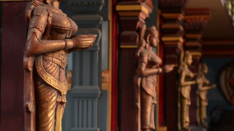 Sculptures adorning Venpalavattam temple, Kerala