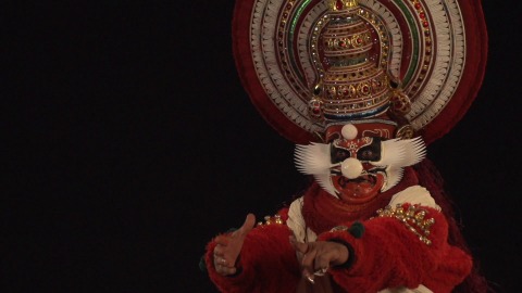 Slow motion shot of Chuvanna thadi Vesham in Kathakali