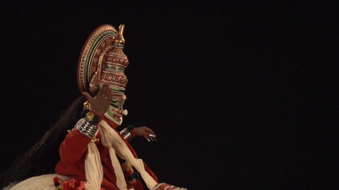 Slow motion shot of Kathakali artist