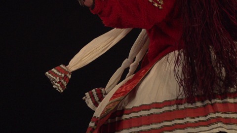 Slow-motion shot of Kathakali artist spinning
