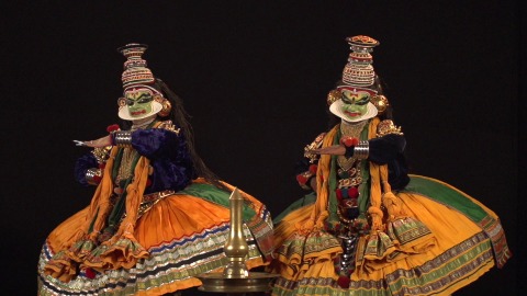 Slowmotion shot of Kathakali artists