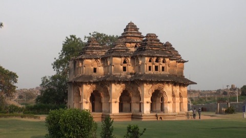 Sunlight brightens Lotus Mahal at Hampi