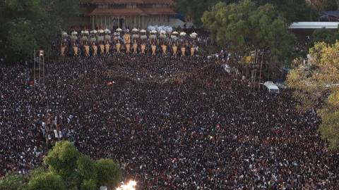 Massive crowd gathered for Thrissur Pooram festival, Kerala