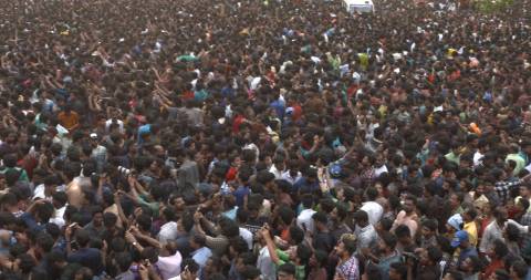 Crowd assembled for Thrissur Pooram festival