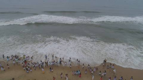 Aerial shot of Varkala Beach, Kerala
