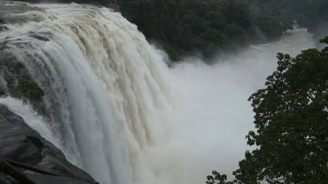 Athirappilly waterfalls thundering down the ravine