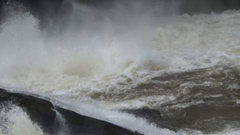 Water gushing down Athirappilly waterfalls, Thrissur