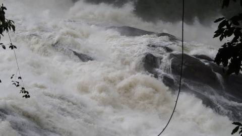 Athirappilly waterfalls cascading down rocks, Kerala