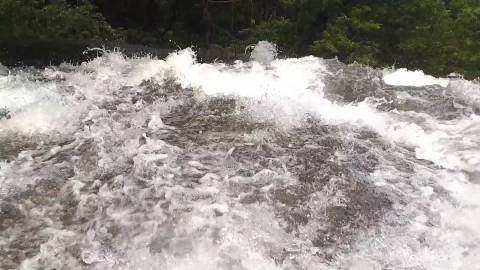 Turbulent water above waterfalls